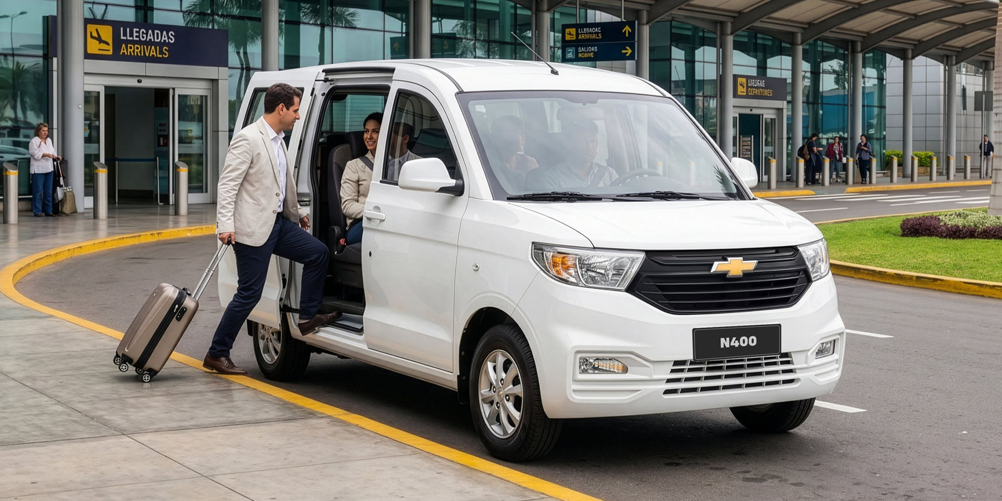 Chevrolet N400 Pasajeros recogiendo y transportando personas